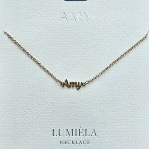🌸 AMY Script Name Chain Goldtone Necklace 🌸
